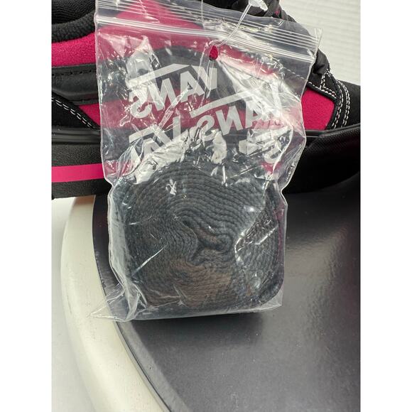 VANS Knu Skool Skate Platform Stacked Womens Size 7.5 Sneaker Black Pink Satin - Picture 6 of 9